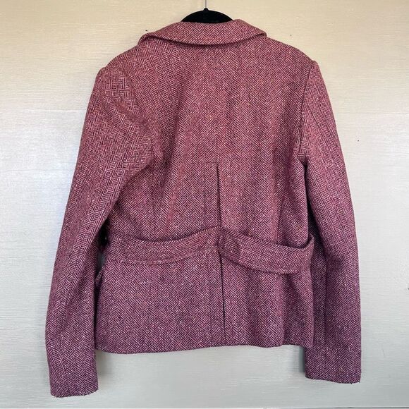 GAP Rust colored Herringbone Tweed Wool Blend Cropped Pea Coat 6 Small - Picture 7 of 10